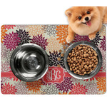 Mums Flower Dog Food Mat - Small w/ Monogram