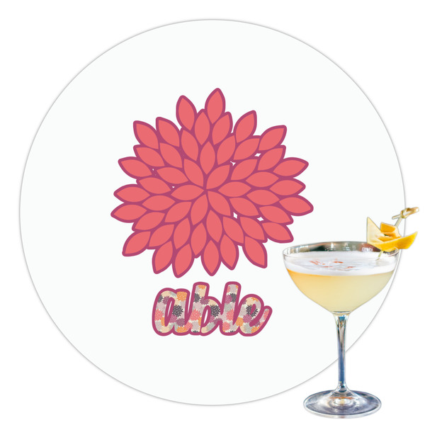 Custom Mums Flower Printed Drink Topper - 3.5" (Personalized)