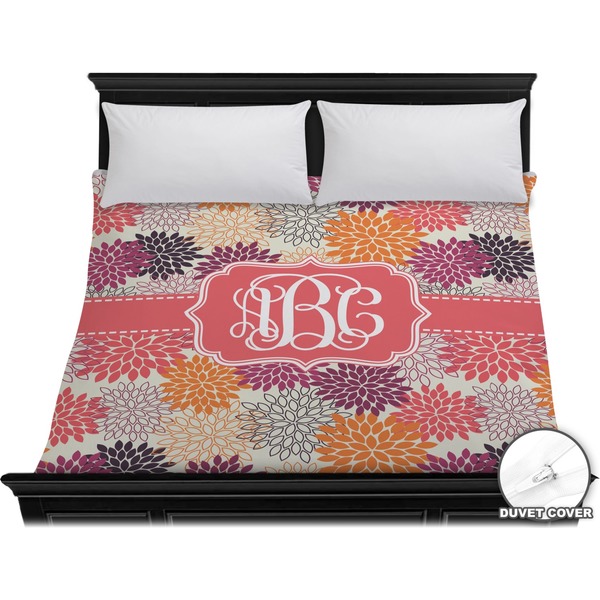 Custom Mums Flower Duvet Cover - King (Personalized)