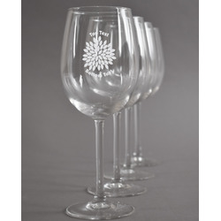 Mums Flower Wine Glasses (Set of 4) (Personalized)