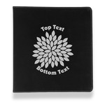 Mums Flower Leather Binder - 1" - Black (Personalized)