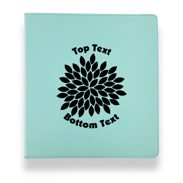 Custom Mums Flower Leather Binder - 1" - Teal (Personalized)