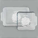 Mums Flower Set of Glass Baking & Cake Dish - 13in x 9in & 8in x 8in (Personalized)