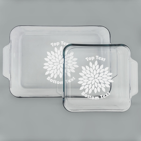 Custom Mums Flower Set of Glass Baking & Cake Dish - 13in x 9in & 8in x 8in (Personalized)