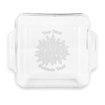 Mums Flower Glass Cake Dish with Truefit Lid - 8in x 8in (Personalized)