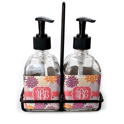 Mums Flower Glass Soap & Lotion Bottle Set (Personalized)