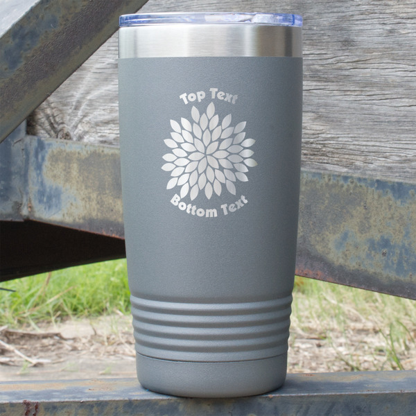 Custom Mums Flower 20 oz Stainless Steel Tumbler - Grey - Double Sided (Personalized)