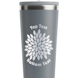 Mums Flower RTIC Everyday Tumbler with Straw - 28oz - Grey - Double-Sided (Personalized)