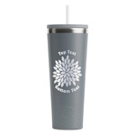 Mums Flower RTIC Everyday Tumbler with Straw - 28oz - Grey - Double-Sided (Personalized)