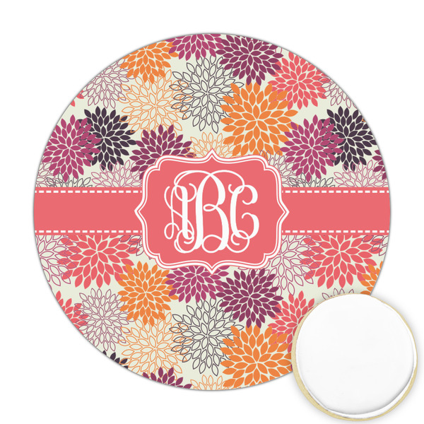 Custom Mums Flower Printed Cookie Topper - Round (Personalized)