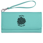 Mums Flower Ladies Leatherette Wallet - Laser Engraved- Teal (Personalized)