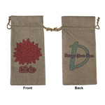 Mums Flower Large Burlap Gift Bag - Front & Back (Personalized)