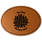 Mums Flower Faux Leather Iron On Patch - Oval (Personalized)