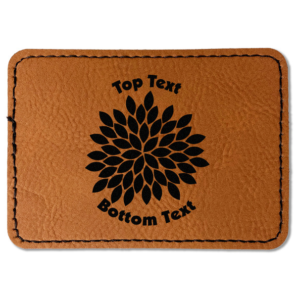 Custom Mums Flower Faux Leather Iron On Patch - Rectangle (Personalized)