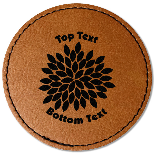 Custom Mums Flower Faux Leather Iron On Patch - Round (Personalized)