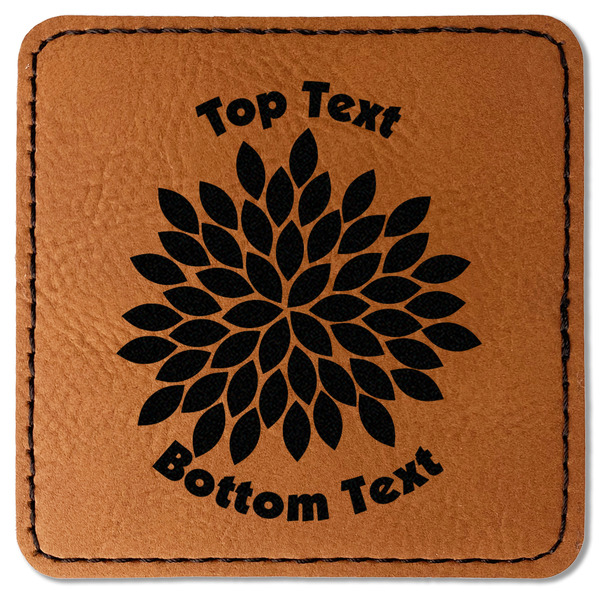 Custom Mums Flower Faux Leather Iron On Patch - Square (Personalized)