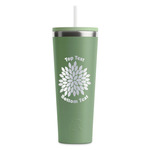 Mums Flower RTIC Everyday Tumbler with Straw - 28oz - Light Green - Single-Sided (Personalized)