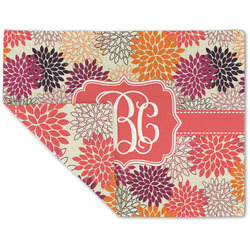 Mums Flower Double-Sided Linen Placemat - Single w/ Monogram