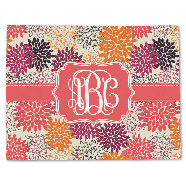 Custom Mums Flower Single-Sided Linen Placemat - Single w/ Monogram