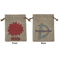 Mums Flower Medium Burlap Gift Bag - Front & Back (Personalized)