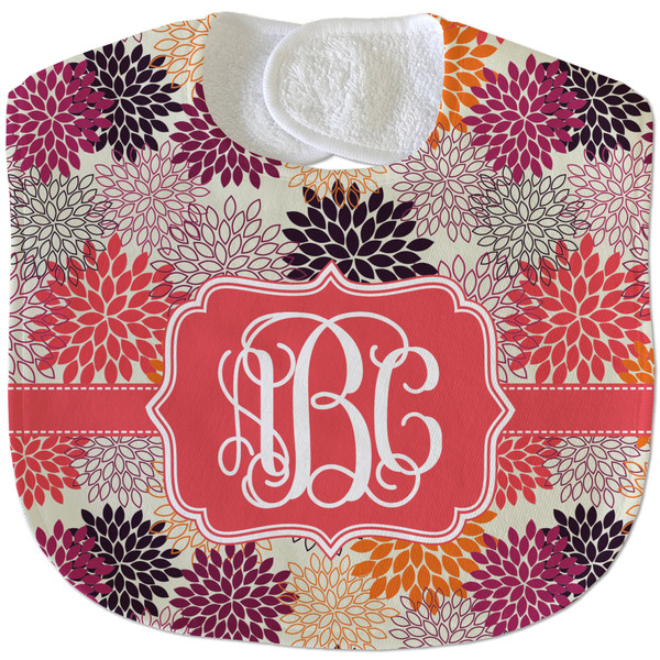 Custom Mums Flower Velour Baby Bib w/ Monogram