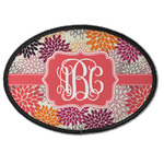 Mums Flower Iron On Oval Patch w/ Monogram