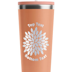 Mums Flower RTIC Everyday Tumbler with Straw - 28oz - Peach - Single-Sided (Personalized)