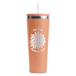 Mums Flower RTIC Everyday Tumbler with Straw - 28oz - Peach - Double-Sided (Personalized)