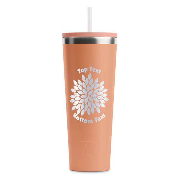 Custom Mums Flower RTIC Everyday Tumbler with Straw - 28oz - Peach - Double-Sided (Personalized)