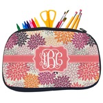 Mums Flower Neoprene Pencil Case - Medium w/ Monogram