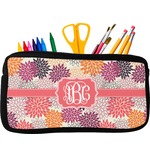 Mums Flower Neoprene Pencil Case - Small w/ Monogram