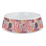 Mums Flower Plastic Dog Bowl - Large (Personalized)