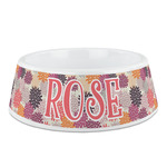 Mums Flower Plastic Dog Bowl - Medium (Personalized)