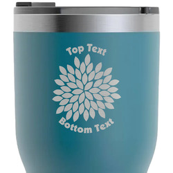 Mums Flower RTIC Tumbler - Dark Teal - Laser Engraved - Double-Sided (Personalized)