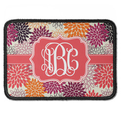 Mums Flower Iron On Rectangle Patch w/ Monogram