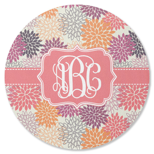 Custom Mums Flower Round Rubber Backed Coaster (Personalized)