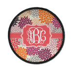 Mums Flower Iron On Round Patch w/ Monogram