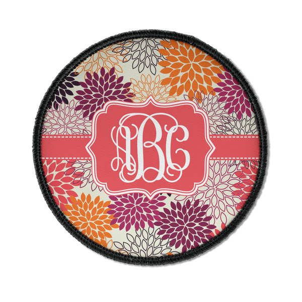 Custom Mums Flower Iron On Round Patch w/ Monogram