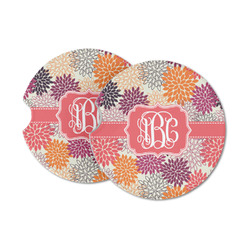 Mums Flower Sandstone Car Coasters - Set of 2 (Personalized)