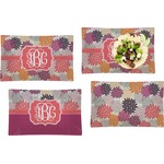 Mums Flower Set of 4 Glass Rectangular Lunch / Dinner Plate (Personalized)