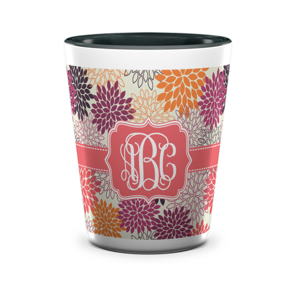 Custom Mums Flower Ceramic Shot Glass - 1.5 oz - Two Tone - Single (Personalized)