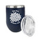 Mums Flower Stainless Wine Tumblers - Navy - Double Sided - Alt View