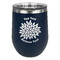 Mums Flower Stainless Wine Tumblers - Navy - Double Sided - Front