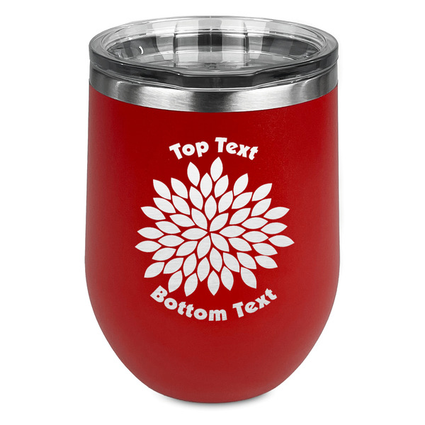 Custom Mums Flower Stemless Stainless Steel Wine Tumbler - Red - Double Sided (Personalized)