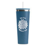 Mums Flower RTIC Everyday Tumbler with Straw - 28oz - Steel Blue - Double-Sided (Personalized)