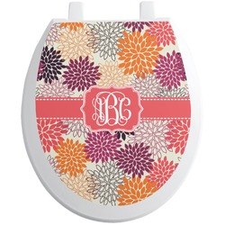 Mums Flower Toilet Seat Decal - Round (Personalized)