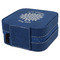 Mums Flower Travel Jewelry Boxes - Leather - Navy Blue - View from Rear