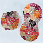 Mums Flower Burp Pads - Velour - Set of 2 w/ Monogram