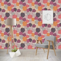 Mums Flower Wallpaper & Surface Covering (Water Activated - Removable)