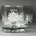 Mums Flower Whiskey Glasses (Set of 4) (Personalized)